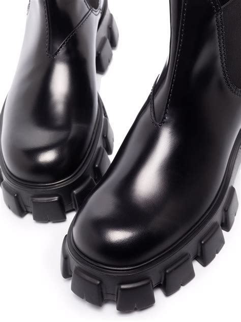 bottine monolith prada|Prada Men's Monolith Brushed Leather Chelsea Boots.